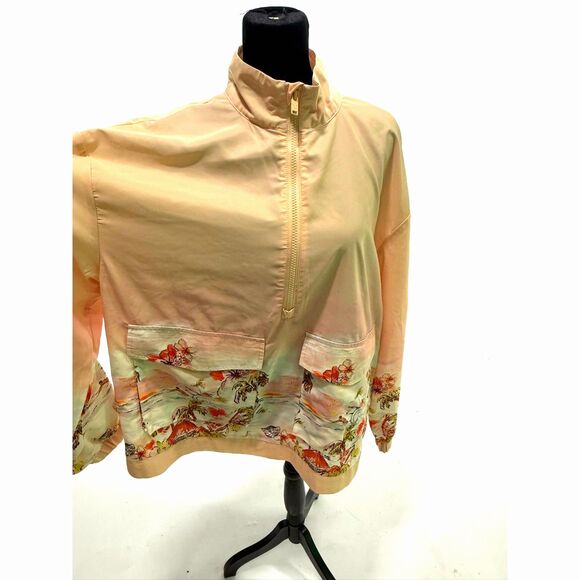 Royalty by Maluma	NWOT 1/4 zip pink hula print windbreaker - Picture 2 of 7